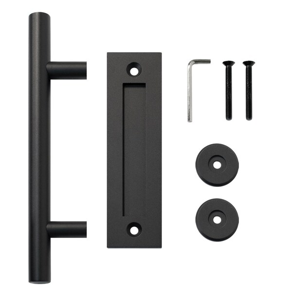 Black Ladder Handle And Recessed Door Pull Hardware Set